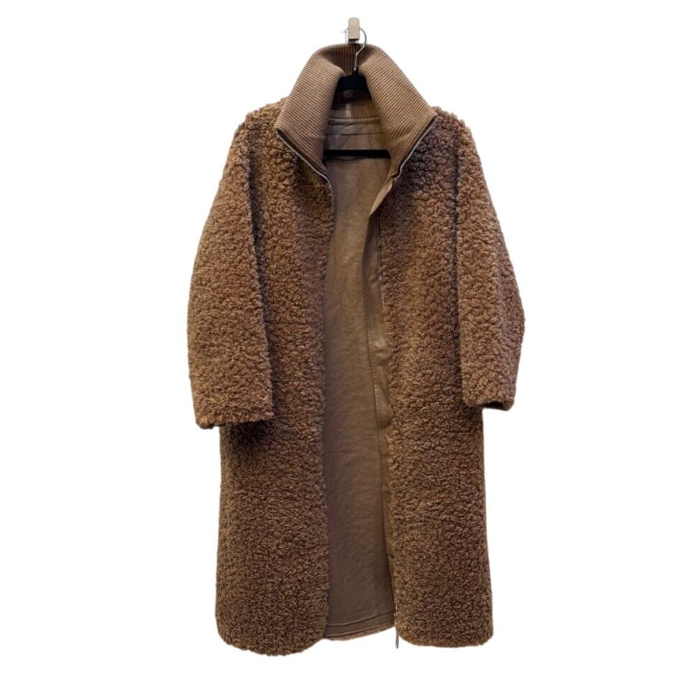 Lambskin Leather Shearling Full Length Coat Reversible Medium NWT - Picture 2 of 2